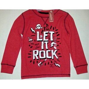 Arizona Boys Shirt Size 4 Let It Rock Red Long Sleeve Thermal